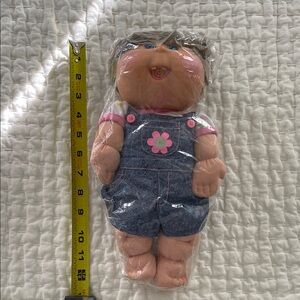 Adorable Denim Overall Doll with Pink Accents